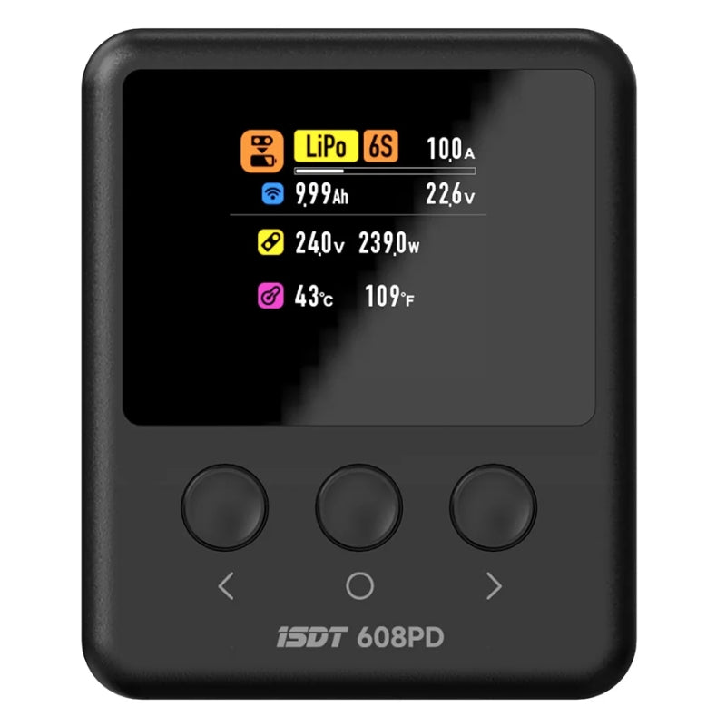 ISDT - 608PD Lipo Charger DC 240W/10A USB-C 140W/5A Smart Digital Charger