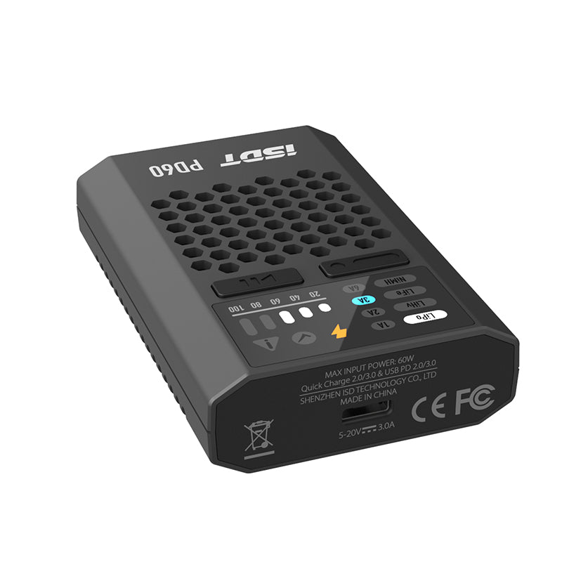 ISDT - PD60 60W 6A DC Battery Balance Charger Type-C Input for 1-4S Lipo Battery