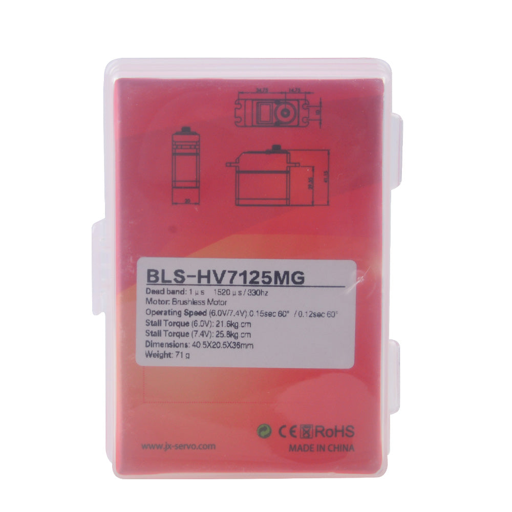JX Servo BLS-HV7125MG 25KG Brushless High Precision Steel Gear Full CNC Digital Servo