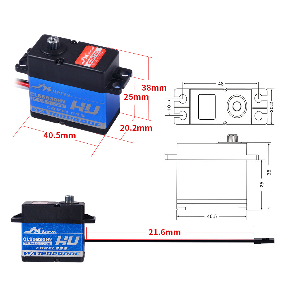JX Servo CLS5830HV 30KG Full waterproof HV coreless high quality servo