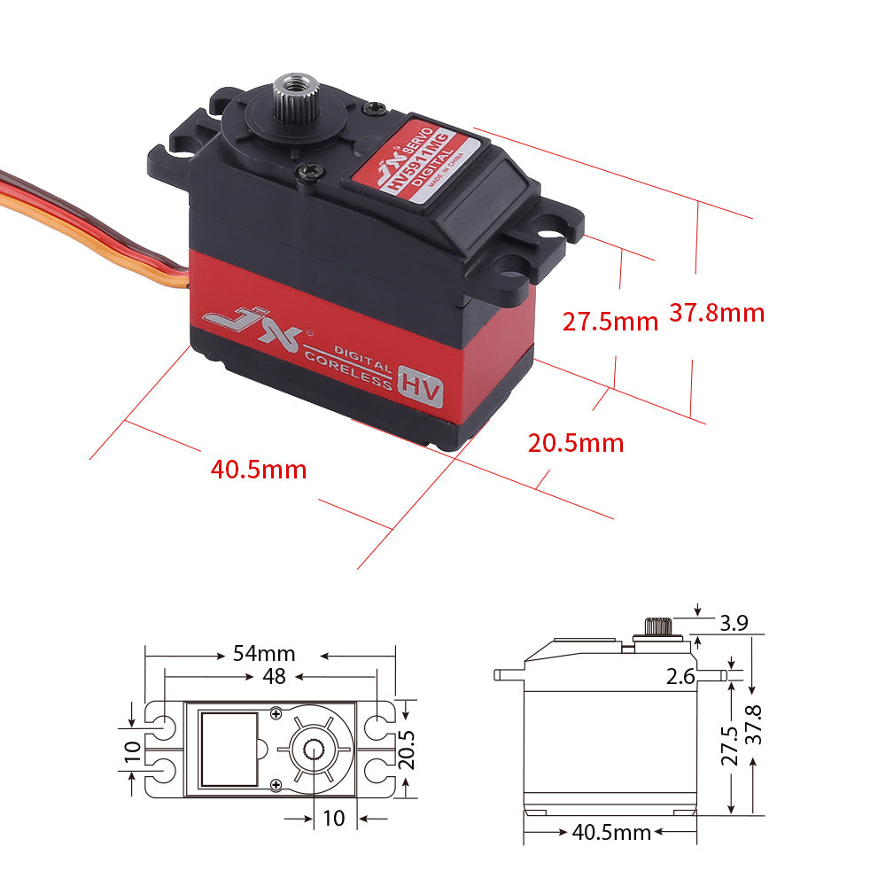 JX Servo PDI-HV5911MG 11KG High Precision Metal Gear High Voltage Digital Coreless Standard Servo