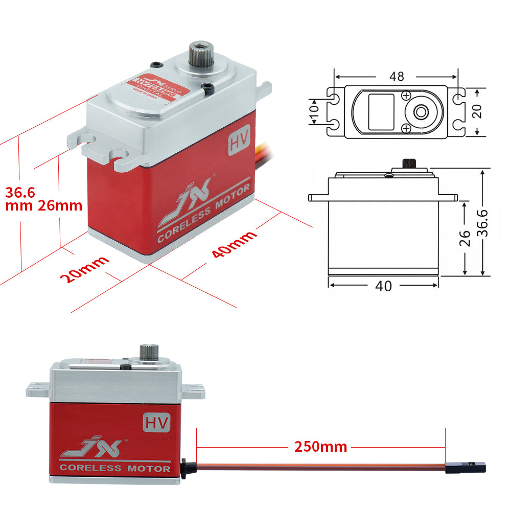 JX Servo PDI-HV7232MG 32KG High Precision Metal Gear Full CNC Aluminium Shell Structure high voltage Digital Coreless Standard Servo